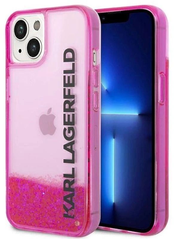Karl Lagerfeld KLHCP14MLCKVF Apple iPhone 14Plus / 15 Plus 6,7″ rožinės spalvos kietas dėklas Liquid Glitter Elong