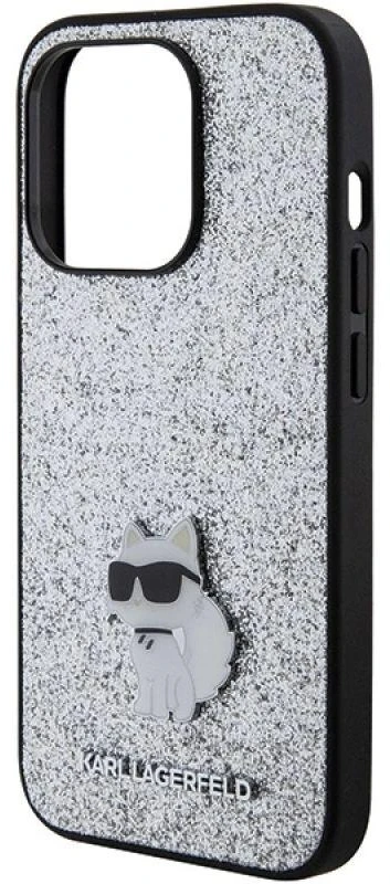Karl Lagerfeld KLHCP15XGCNPSG Apple iPhone 15 Pro Max 6.7″ sidabrinis kietas dėklas Fixed Glitter Choupette