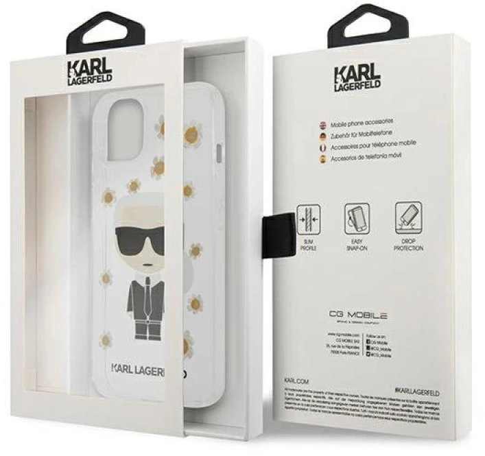 Dėklas Karl Lagerfeld KLHCP13SHFLT IPHONE 13 MINI 5.4 "TRANSPARENT/TRANSPARENT FLOWER IKONIK KARL