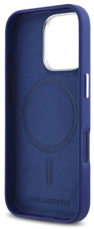 Karl Lagerfeld KLHMP16XPGMSRPB Apple iPhone 16 Pro Max 6.9" dėklas telefonui mėlynos spalvos FW Metal Plate MagSafe