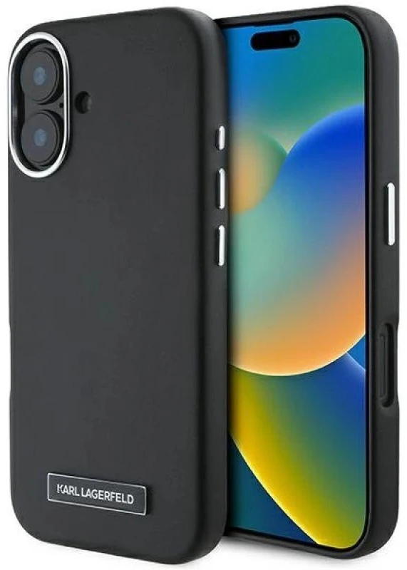 Karl Lagerfeld KLHMP16MPGMSRPK Apple iPhone 16 Plus 6.7″ juodos spalvos kietas dėklas FW Metal Plate MagSafe