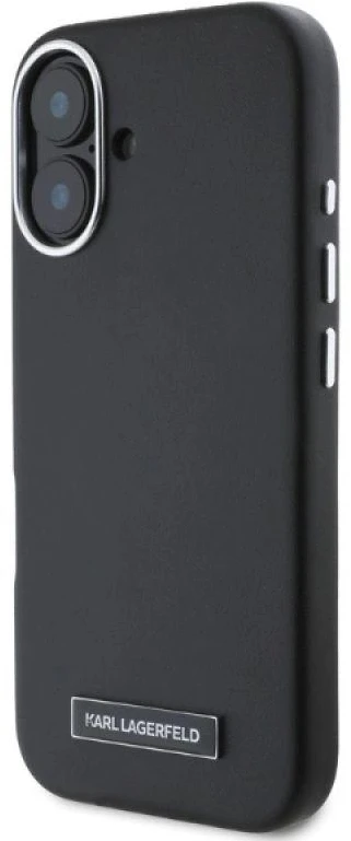 Karl Lagerfeld KLHMP16SPGMSRPK Apple iPhone 16 6.1″ juodos spalvos kietas dėklas FW Metal Plate MagSafe