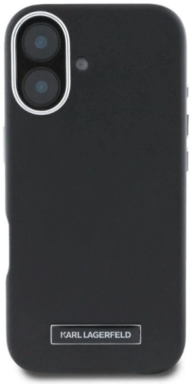 Karl Lagerfeld KLHMP16SPGMSRPK Apple iPhone 16 6.1″ juodos spalvos kietas dėklas FW Metal Plate MagSafe