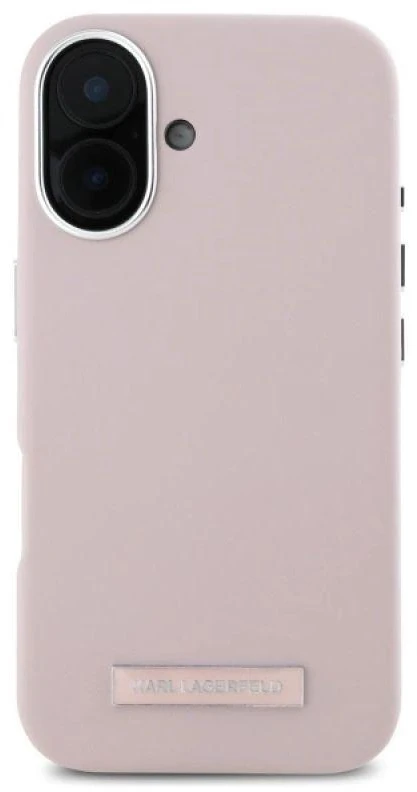 Karl Lagerfeld KLHMP16SPGMSRPP Apple iPhone 16 6.1″ rožinės spalvos kietas dėklas FW Metal Plate MagSafe