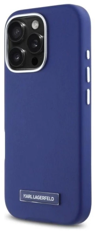 Karl Lagerfeld KLHMP16XPGMSRPB Apple iPhone 16 Pro Max 6.9" dėklas telefonui mėlynos spalvos FW Metal Plate MagSafe