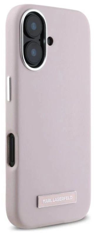 Karl Lagerfeld KLHMP16SPGMSRPP Apple iPhone 16 6.1″ rožinės spalvos kietas dėklas FW Metal Plate MagSafe