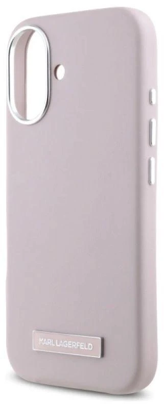 Karl Lagerfeld KLHMP16SPGMSRPP Apple iPhone 16 6.1″ rožinės spalvos kietas dėklas FW Metal Plate MagSafe
