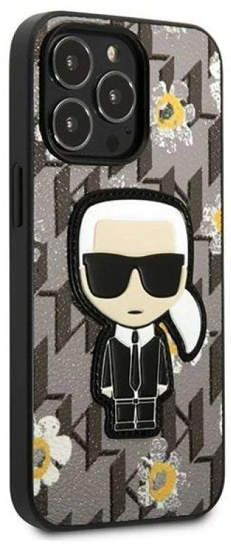 Dėklas Karl Lagerfeld KLHCP13LPMNFIK1 iPhone 13 Pro / 13 6,1" pilka/pilkas Flower Ikonik Karl