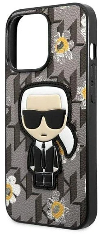 Dėklas Karl Lagerfeld KLHCP13LPMNFIK1 iPhone 13 Pro / 13 6,1" pilka/pilkas Flower Ikonik Karl