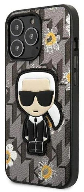 Dėklas Karl Lagerfeld KLHCP13LPMNFIK1 iPhone 13 Pro / 13 6,1" pilka/pilkas Flower Ikonik Karl