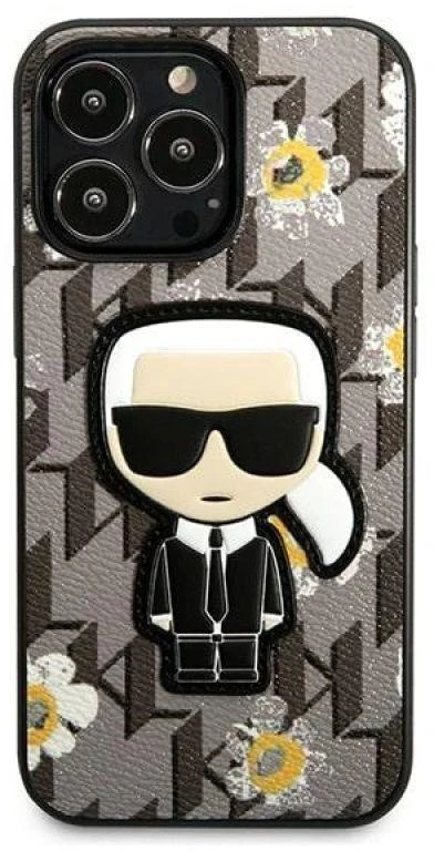 Dėklas Karl Lagerfeld KLHCP13LPMNFIK1 iPhone 13 Pro / 13 6,1" pilka/pilkas Flower Ikonik Karl