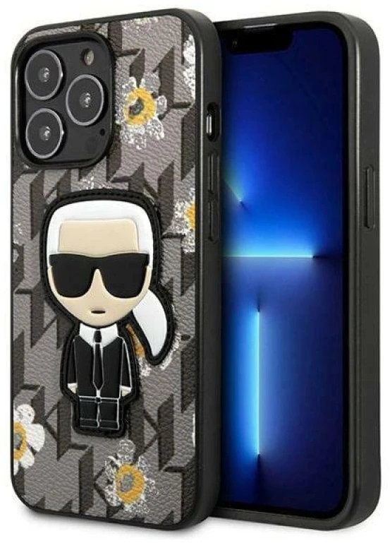 Dėklas Karl Lagerfeld KLHCP13LPMNFIK1 iPhone 13 Pro / 13 6,1" pilka/pilkas Flower Ikonik Karl