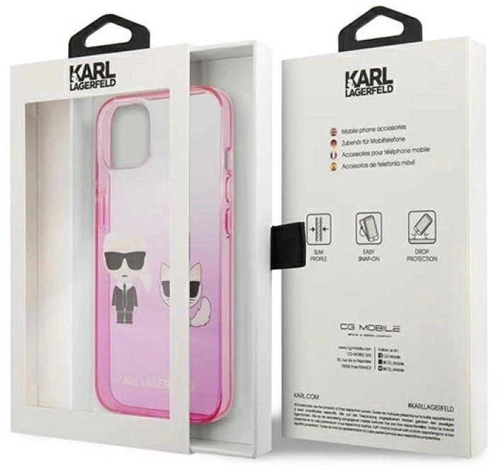 Karl Lagerfeld KLHCP13STGKCP Apple iPhone 13 mini 5,4″ kietas dėklas rožinės spalvos Gradient Ikonik Karl & Choupett