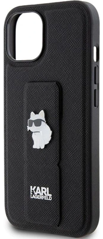 Karl Lagerfeld KLHCP15SGSACHPK Apple iPhone 15/ 14 / 13 6.1″ juodos spalvos kietas dėklas Gripstand Saffiano Chou