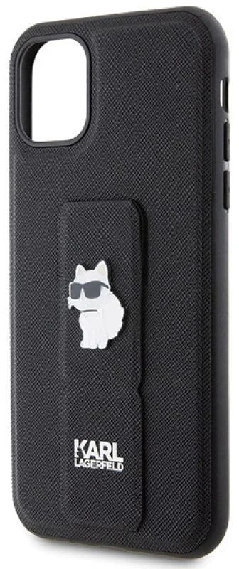 Karl Lagerfeld KLHCN61GSACHPK Apple iPhone 11/ Xr 6.1″ juodos spalvos kietas dėklas Gripstand Saffiano Choupette