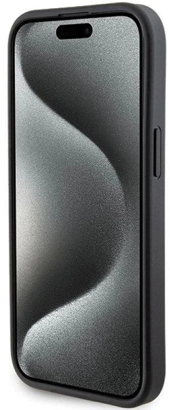Karl Lagerfeld KLHCP15SGSACHPK Apple iPhone 15/ 14 / 13 6.1″ juodos spalvos kietas dėklas Gripstand Saffiano Chou
