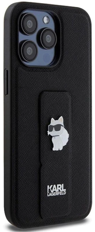 Karl Lagerfeld KLHCP13LGSACHPK Apple iPhone 13 Pro / 13 6.1″ juodos spalvos kietas dėklas Gripstand Saffiano Choup