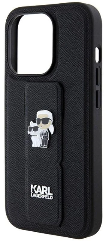 Karl Lagerfeld KLHCP13LGSAKCPK Apple iPhone 13 Pro / 13 6.1″ juodos spalvos kietas dėklas Gripstand Saffiano Karl&