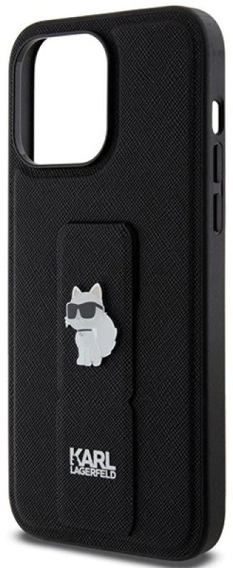 Karl Lagerfeld KLHCP13LGSACHPK Apple iPhone 13 Pro / 13 6.1″ juodos spalvos kietas dėklas Gripstand Saffiano Choup
