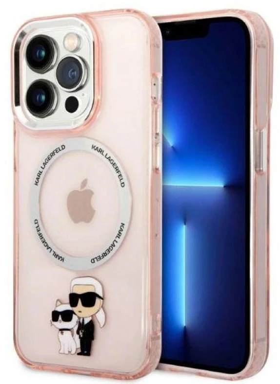 Karl Lagerfeld IML NFT Karl & Choupette MagSafe - dėklas skirtas Apple iPhone 14 Pro Max Rožinė