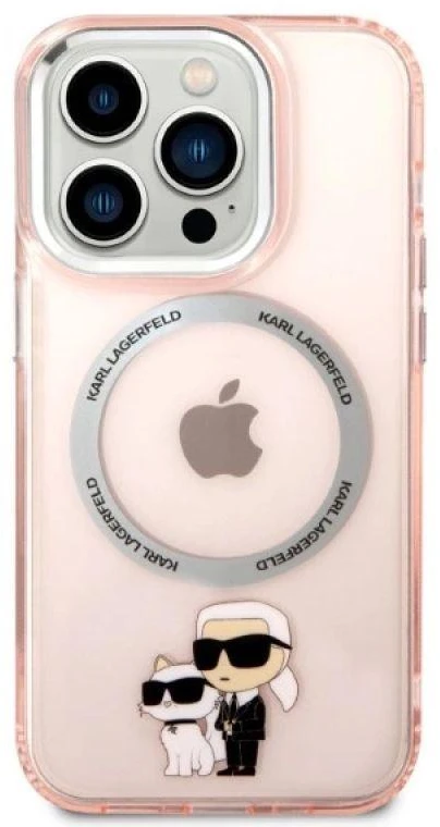 Karl Lagerfeld IML NFT Karl & Choupette MagSafe - dėklas skirtas Apple iPhone 14 Pro Max Rožinė