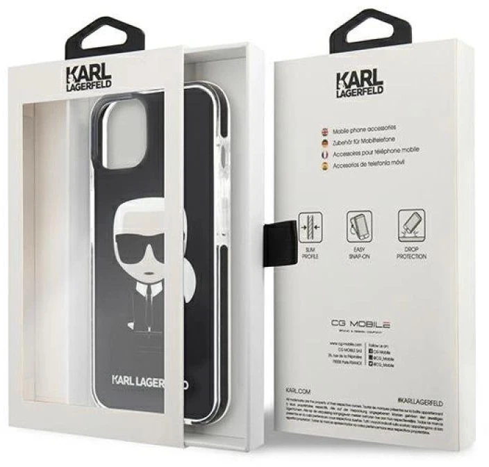 Karl Lagerfeld KLHCP13STPEIKK Apple iPhone 13 mini 5,4″ kietas dėklas juodos spalvos Iconik Karl