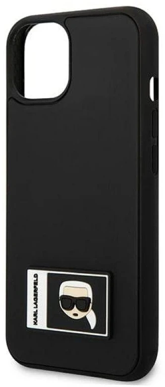 Karl Lagerfeld KLHCP13M3DKPK Apple iPhone 13/ 14 / 15 6,1″ juodos spalvos kietas dėklas Ikonik Patch