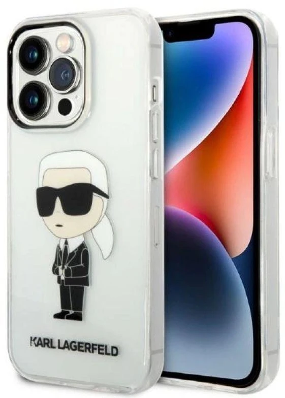Karl Lagerfeld KLHCP14LHNIKTCT Apple iPhone 14 Pro 6,1″ skaidrus kietas dėklas Ikonik Karl Lagerfeld