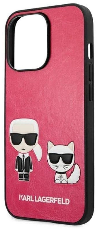 KLHCP13LPCUSKCP Karl Lagerfeld and Choupette PU Odinis dėklas for iPhone 13 Pro Fuchsia (Fuchsia)