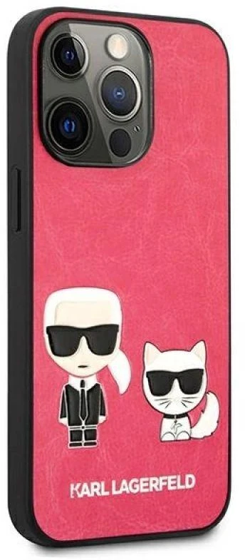 KLHCP13LPCUSKCP Karl Lagerfeld and Choupette PU Odinis dėklas for iPhone 13 Pro Fuchsia (Fuchsia)