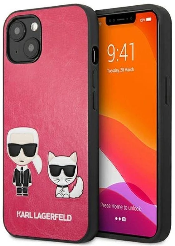 Karl Lagerfeld KLHCP13SPCUSKCP Apple iPhone 13 mini 5,4″ fuchsia kietas dėklas Ikonik Karl & Choupette