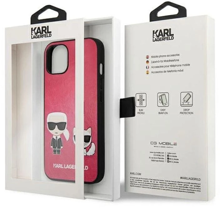 Karl Lagerfeld KLHCP13SPCUSKCP Apple iPhone 13 mini 5,4″ fuchsia kietas dėklas Ikonik Karl & Choupette