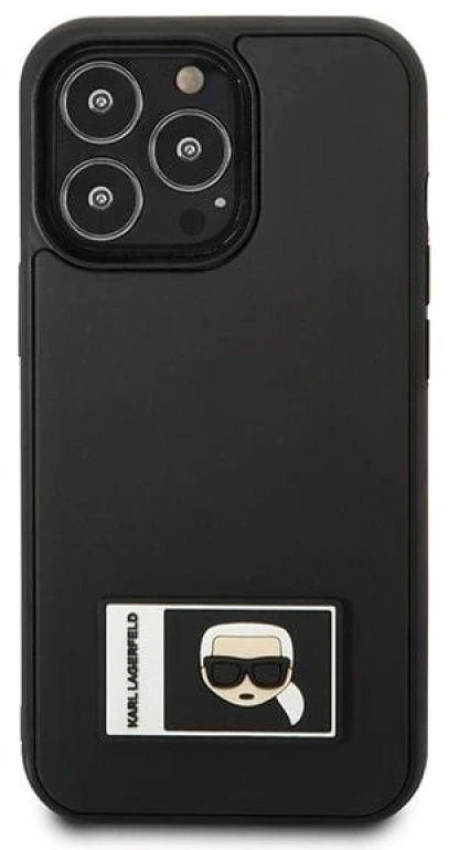 Karl Lagerfeld KLHCP13L3DKPK Apple iPhone 13 Pro / 13 6,1″ juodos spalvos kietas dėklas Ikonik Patch