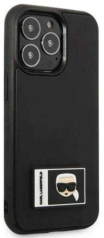 Karl Lagerfeld KLHCP13L3DKPK Apple iPhone 13 Pro / 13 6,1″ juodos spalvos kietas dėklas Ikonik Patch