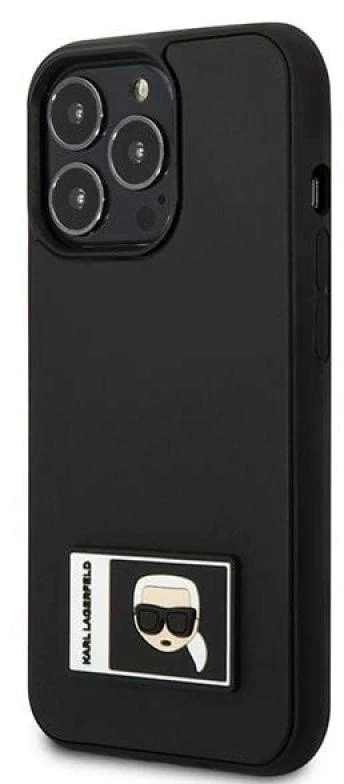 Karl Lagerfeld KLHCP13L3DKPK Apple iPhone 13 Pro / 13 6,1″ juodos spalvos kietas dėklas Ikonik Patch