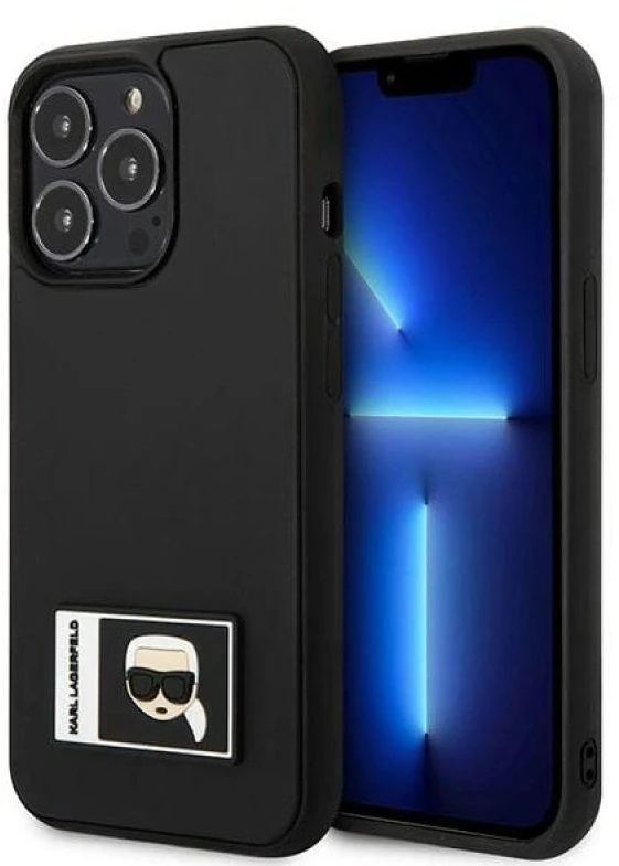 Karl Lagerfeld KLHCP13L3DKPK Apple iPhone 13 Pro / 13 6,1″ juodos spalvos kietas dėklas Ikonik Patch