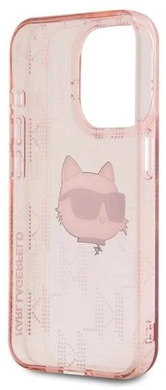 Karl Lagerfeld KLHCP15XHKLPCHP Apple iPhone 15 Pro Max 6.7″ rožinės spalvos kietas dėklas IML Choupette Head & Monog
