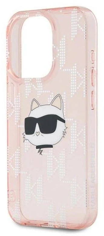 Karl Lagerfeld KLHCP15XHKLPCHP Apple iPhone 15 Pro Max 6.7″ rožinės spalvos kietas dėklas IML Choupette Head & Monog