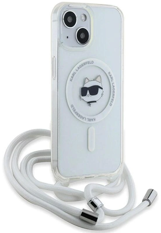 Karl Lagerfeld KLHMP14SHCCHNT Apple iPhone 14/ 13 / 15 6.1″ kietas dėklas skaidrus IML Choupette Head & Cord