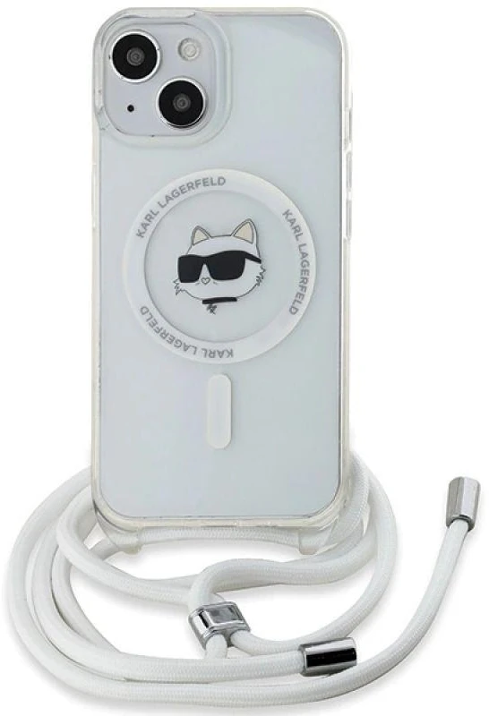 Karl Lagerfeld KLHMP14SHCCHNT Apple iPhone 14/ 13 / 15 6.1″ kietas dėklas skaidrus IML Choupette Head & Cord