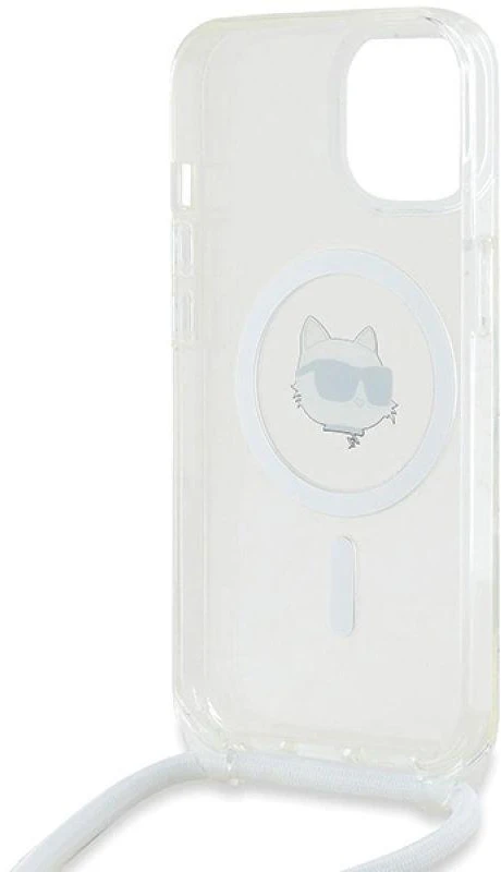 Karl Lagerfeld KLHMP14SHCCHNT Apple iPhone 14/ 13 / 15 6.1″ kietas dėklas skaidrus IML Choupette Head & Cord