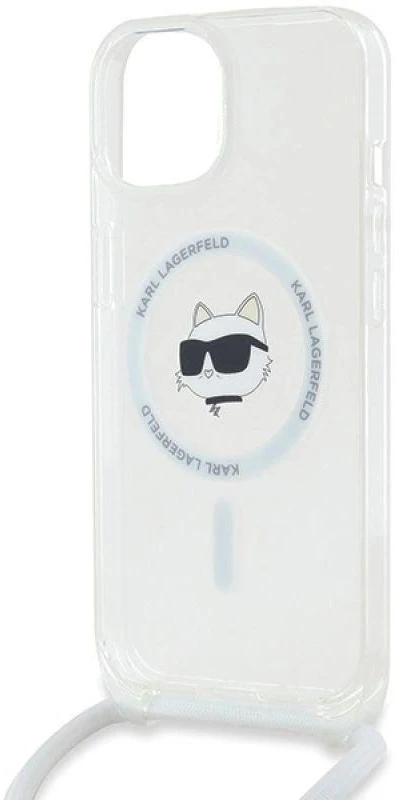 Karl Lagerfeld KLHMP14SHCCHNT Apple iPhone 14/ 13 / 15 6.1″ kietas dėklas skaidrus IML Choupette Head & Cord
