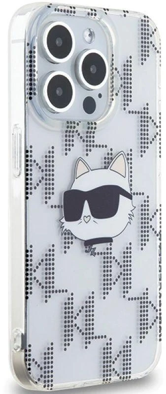 Karl Lagerfeld KLHCP15XHKLPCHT Apple iPhone15 Pro Max 6.7″ skaidrus kietas dėklas IML Choupette Head & Monog
