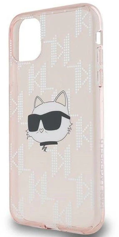 Karl Lagerfeld KLHCN61HKLPCHP Apple iPhone 11 / Xr 6.1″ rožinės spalvos kietas dėklas IML Choupette Head & Monogram