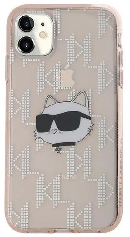 Karl Lagerfeld KLHCN61HKLPCHP Apple iPhone 11 / Xr 6.1″ rožinės spalvos kietas dėklas IML Choupette Head & Monogram