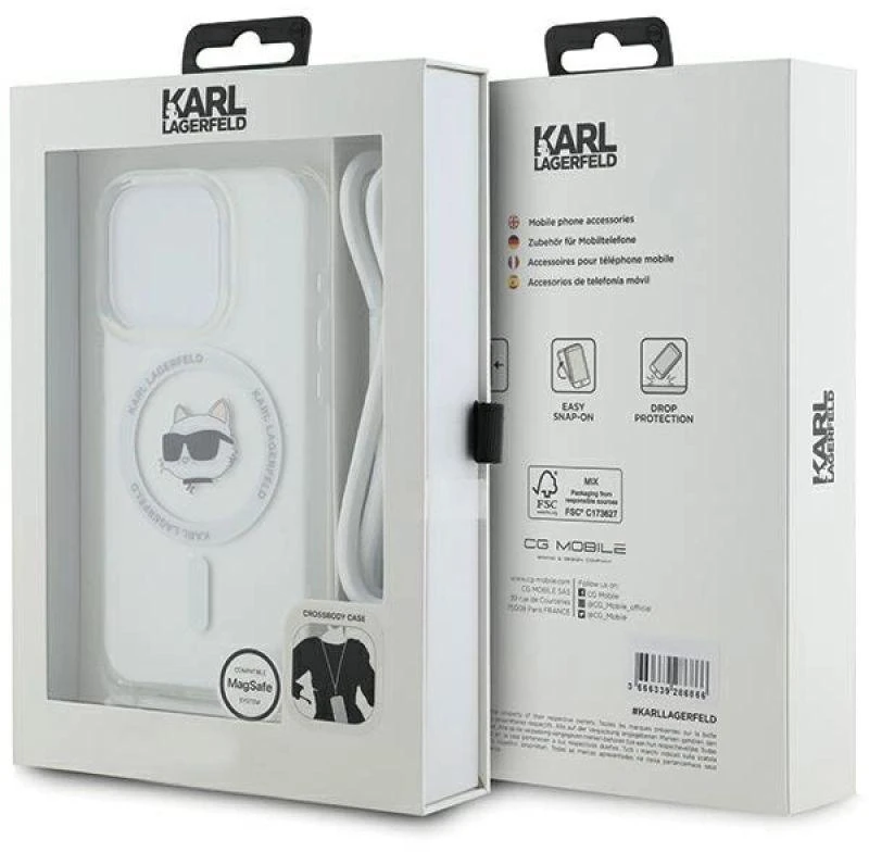 Karl Lagerfeld KLHMP14XHCCHNT Apple iPhone 14Pro Max 6.7″ kietas dėklas skaidrus IML Choupette Head & Cord M