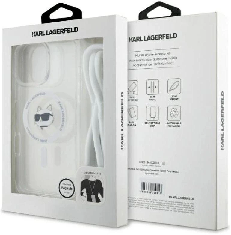 Karl Lagerfeld KLHMP16XHCCHNT Apple iPhone 16 Pro Max 6.9″ kietas dėklas skaidrus IML Choupette Head & Cord