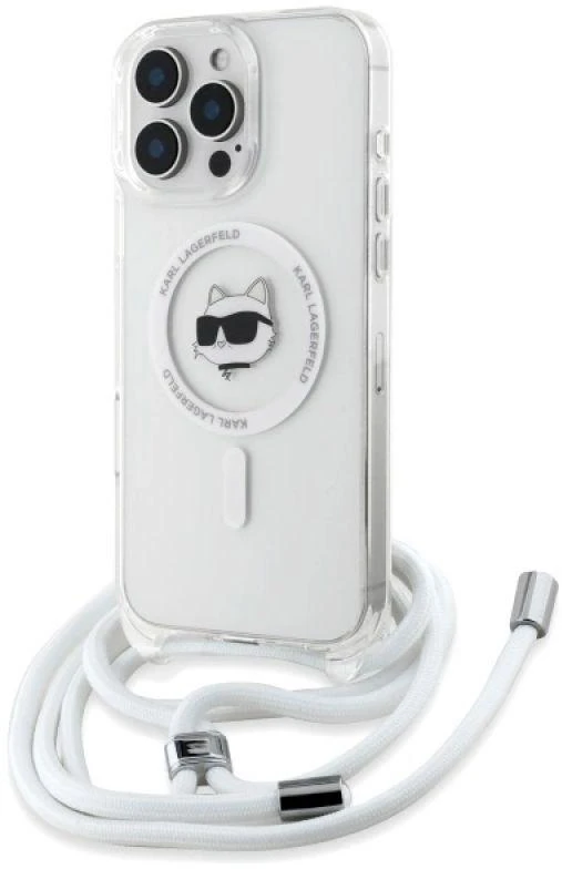 Karl Lagerfeld KLHMP16LHCCHNT Apple iPhone 16 Pro 6.3″ kietas dėklas skaidrus IML Choupette Head & Cord Mag