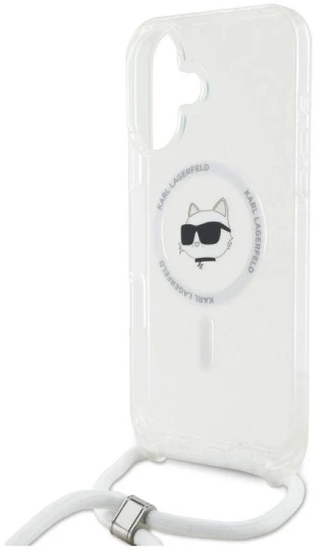 Karl Lagerfeld KLHMP16SHCCHNT Apple iPhone 16 6.1″ kietas dėklas skaidrus IML Choupette Head & Cord Magsafe