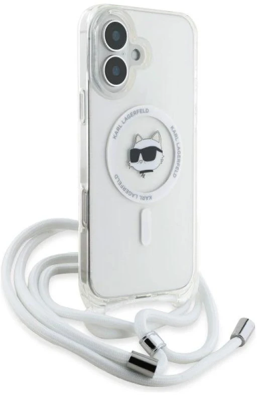 Karl Lagerfeld KLHMP16SHCCHNT Apple iPhone 16 6.1″ kietas dėklas skaidrus IML Choupette Head & Cord Magsafe